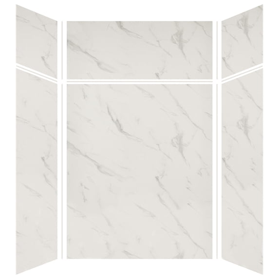 Transolid Expressions 48" X 60" X 96" 6-Piece Tub/Shower Wall Kit with Extension Kit, Bianca