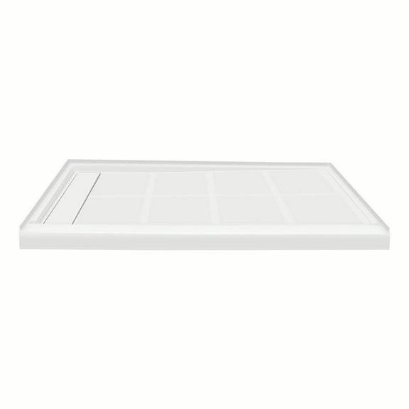 Transolid FL4836L-31 Linear 48-in W x 36-in L Rectangular Alcove Concealed End Drain Shower Base with Left Hand Drain, White