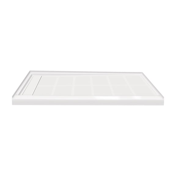 Transolid FL6030L-31 Linear 60-in W x 30-in L Rectangular Alcove Concealed End Drain Shower Base with Left Hand Drain, White