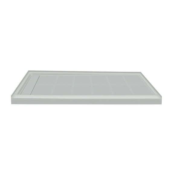 Transolid FL6030L-39 Linear 60-in W x 30-in L Rectangular Alcove Concealed End Drain Shower Base with Left Hand Drain, Grey