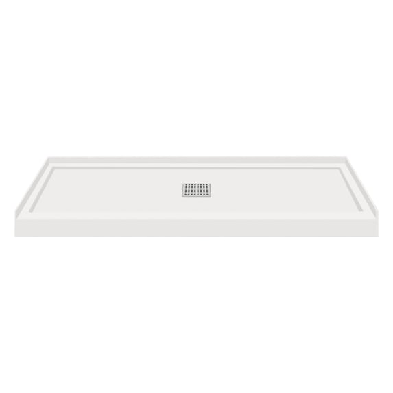 Transolid FL6032C-39 Linear 60-in L x 32-in W Single Threshold Shower Base with a Center Drain, Grey