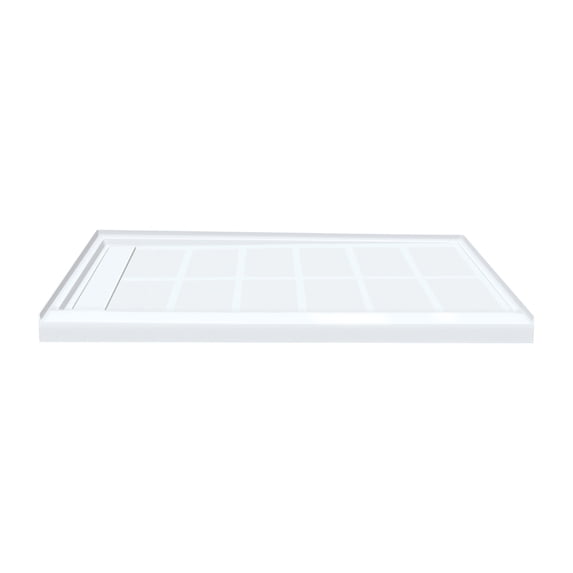 Transolid FL6032L-31 Linear 60-in W x 32-in L Rectangular Alcove Concealed End Drain Shower Base with Left Hand Drain, White