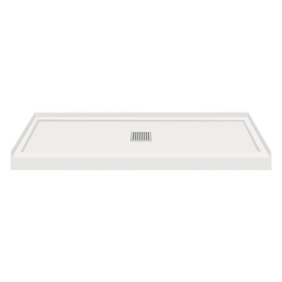 Transolid FL6036C-39 Linear 60-in L x 36-in W Single Threshold Shower Base with a Center Drain, Grey