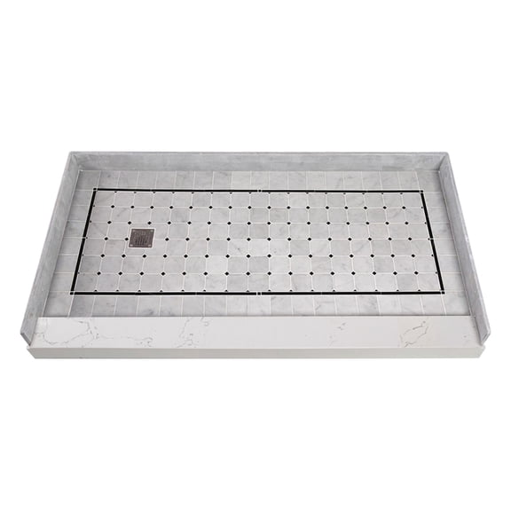 Transolid FPT6032R-SW 60-in x 32-in Pre-Tiled Shower Base with Right Hand Drain in White Square