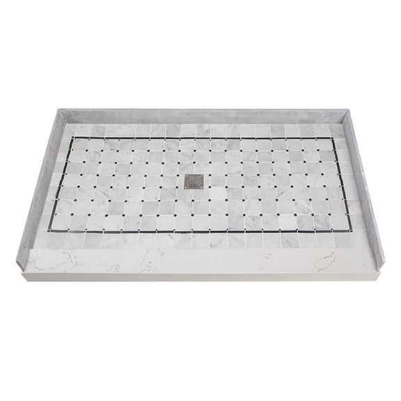 Transolid FPT6036L-SW 60-in x 36-in Pre-Tiled Shower Base with Left Hand Drain in White Square