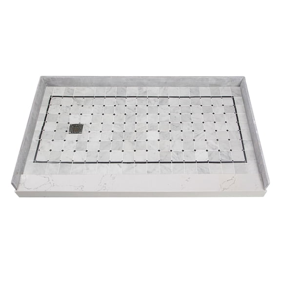 Transolid FPT6036R-SW 60-in x 36-in Pre-Tiled Shower Base with Right Hand Drain in White Square