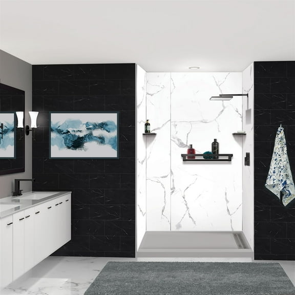 Transolid FSC6032R-87 60-in x 32-in Cast Solid Surface Shower Base With Right Hand Drain, Concrete