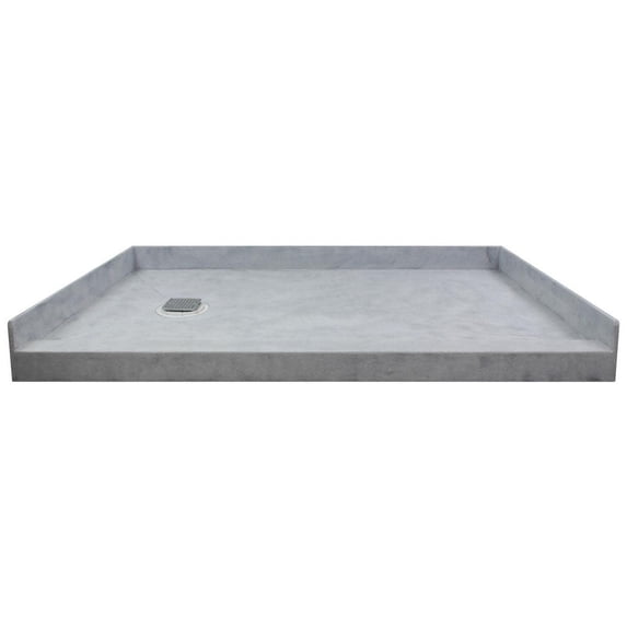 Transolid FTT6034L Ready to Tile 60-in L x 34-in W Shower Base with Left Hand Drain in Dark Grey