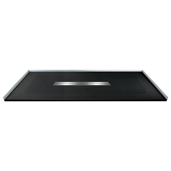 Transolid FZS6032C-09 60-in L x 31.5-in W Zero Threshold Center Drain Shower Base, Black
