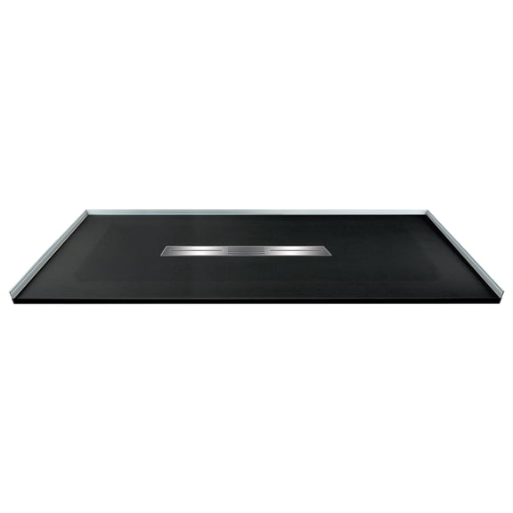 Transolid FZS6036C-09 60-in L x 35.5-in W Zero Threshold Center Drain Shower Base, Black