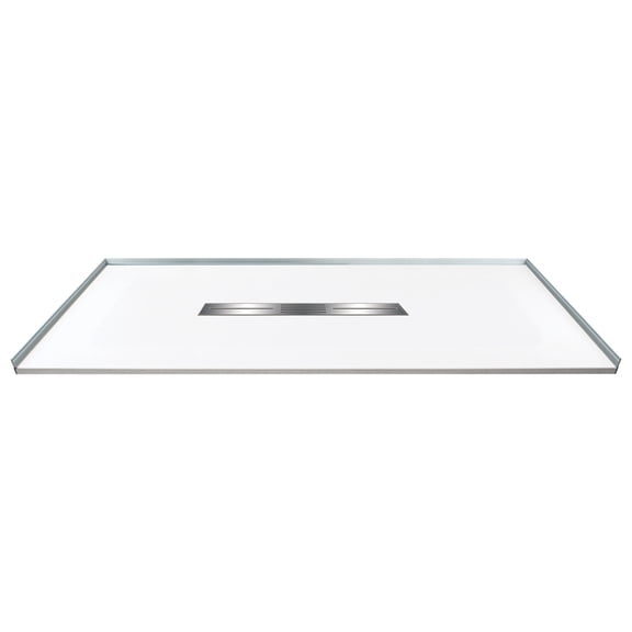 Transolid FZS6336C-31 63-in L x 35.5-in W Zero Threshold Center Drain Shower Base, White