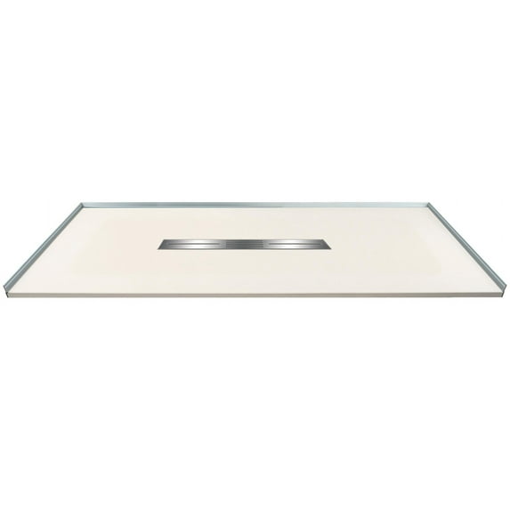 Transolid FZS6336C-32 63-in L x 35.5-in W Zero Threshold Center Drain Shower Base, Cameo