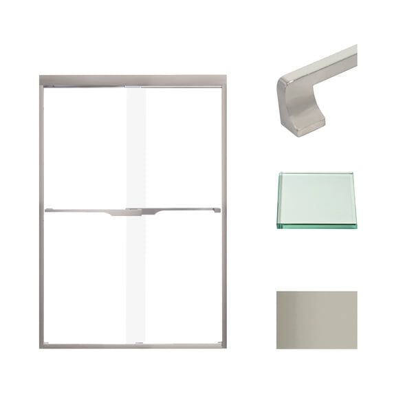 Transolid FBPT487008C-J-BN 70" High X 47" Wide Bypass Frameless Shower Door - Brushed