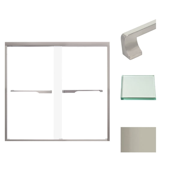 Transolid FBPT605808C-J-BN 58" High X 59" Wide Bypass Frameless Shower Door - Brushed