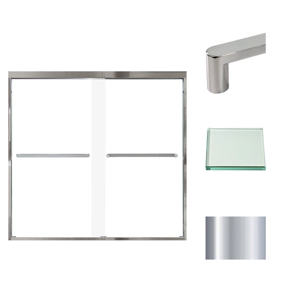 Transolid Fbpt605808c-R 58" High X 59" Wide Bypass Frameless Shower Door - Chrome