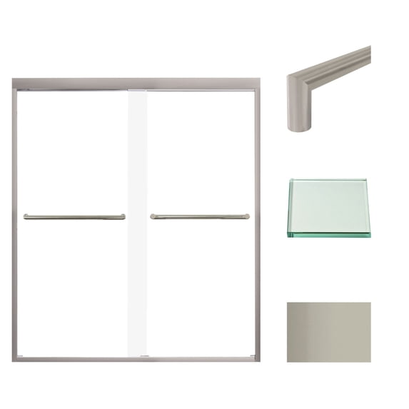 Transolid FBPT607008C-T-BN 70" High X 59" Wide Bypass Frameless Shower Door - Brushed