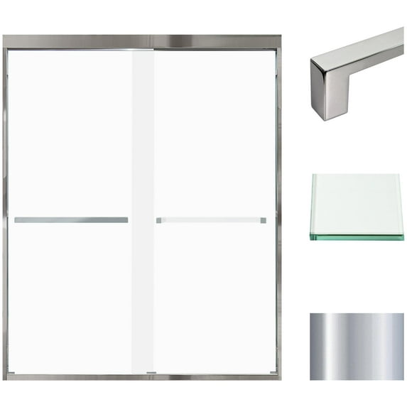 Transolid Fbpt607608f-S 76" High X 59" Wide Bypass Frameless Shower Door - Chrome