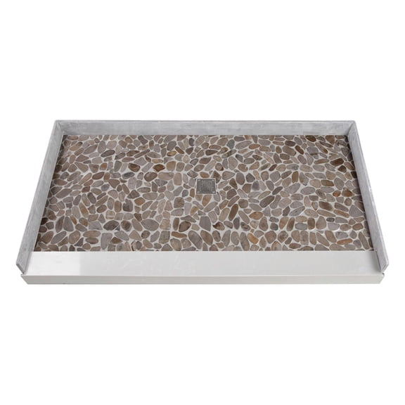 Transolid FPT6032L-PC Pre-Tiled 60" X 32-1/4" Rectangular Shower Base - Pebble Creme