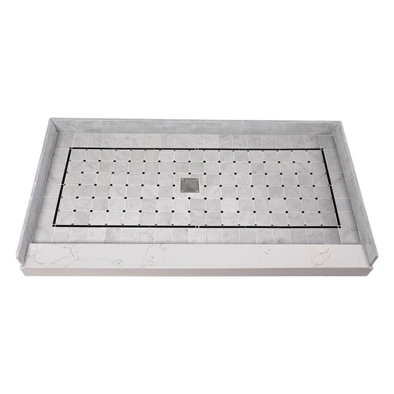 Transolid FPT6032L-SW Pre-Tiled 60" X 32-1/4" Rectangular Shower Base - White Square