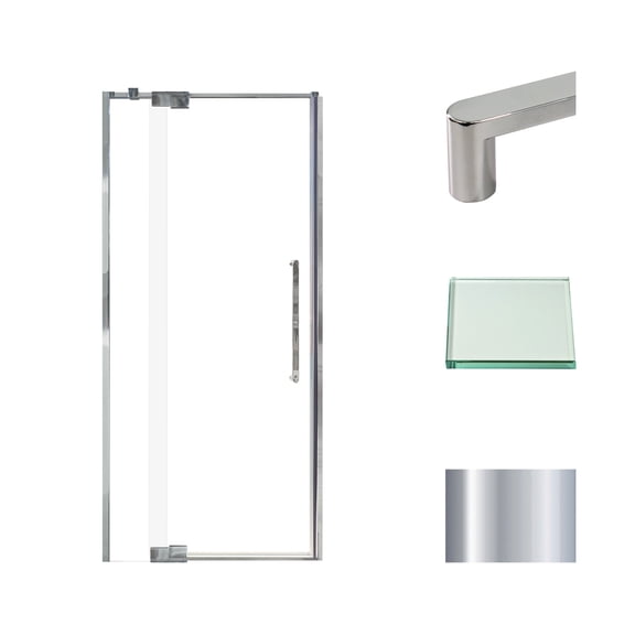 Transolid Ipd367610c-R 76" High X 36" Wide Pivot Semi Frameless Shower Door - Chrome