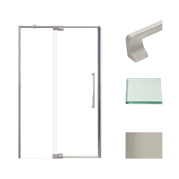 Transolid IPD487610C-J-BN 76" High X 48" Wide Pivot Semi Frameless Shower Door - Brushed