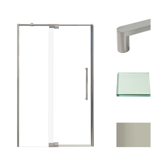 Transolid Ipd487610c-R 76" High X 48" Wide Pivot Semi Frameless Shower Door - Brushed