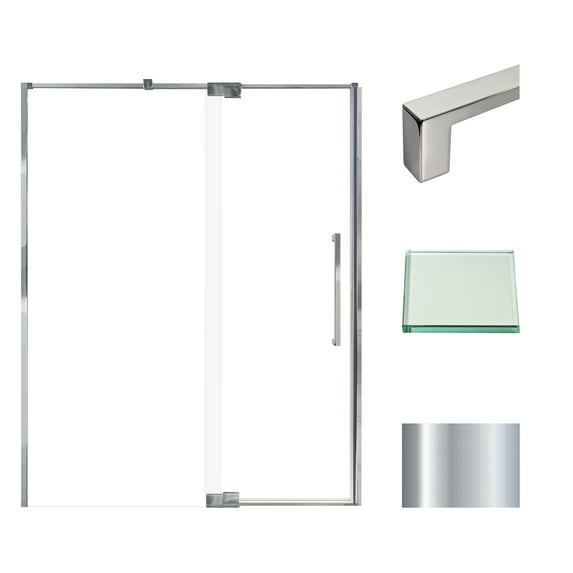 Transolid Ipd607610c-S Irene 76" High X 60" Wide Pivot Semi Frameless Shower Door - Chrome