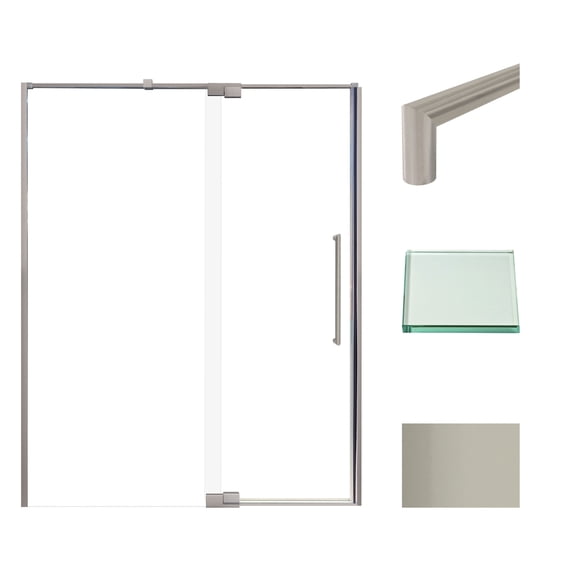 Transolid IPD607610C-T-BN 76" High X 60" Wide Pivot Semi Frameless Shower Door - Brushed