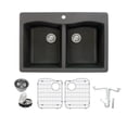 thumbnail image 1 of Transolid K-Atde3322 Aversa 33" Drop In Double Basin Granite Kitchen Sink - Black, 1 of 7