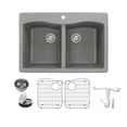 thumbnail image 1 of Transolid K-Atde3322 Aversa 33" Drop In Double Basin Granite Kitchen Sink - Grey, 1 of 7