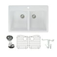 thumbnail image 1 of Transolid K-Atde3322 Aversa 33" Drop In Double Basin Granite Kitchen Sink - White, 1 of 7