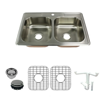 Transolid K-Ctde33228-1 Classic 33" Drop In Double Basin Stainless Steel Kitchen Sink -