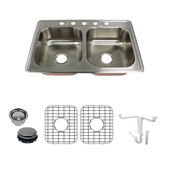 Transolid K-Ctde33228-5 Classic 33" Drop In Double Basin Stainless Steel Kitchen Sink -