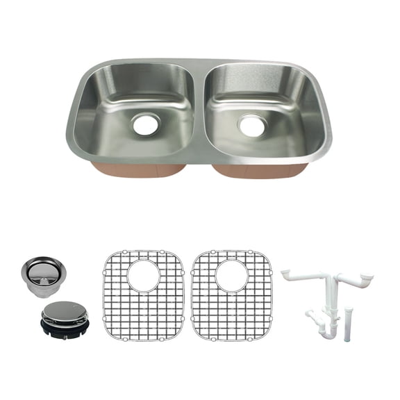 Transolid K-Cude32185 Classic 32-3/8" Undermount Double Basin Stainless Steel Kitchen Sink