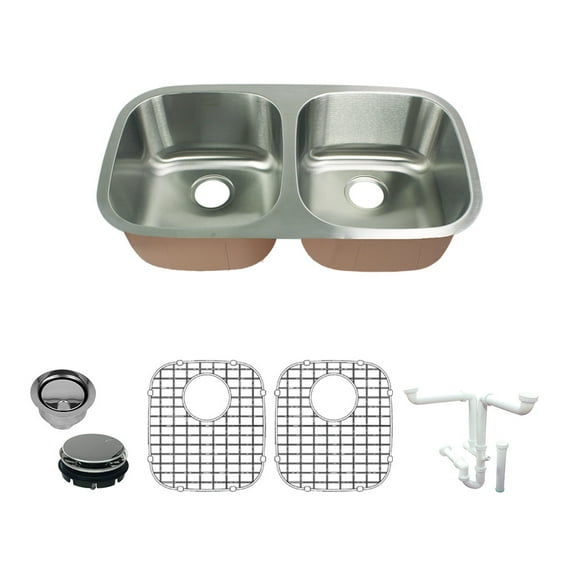 Transolid K-Cude32188 Classic 32-3/8" Undermount Double Basin Stainless Steel Kitchen Sink