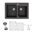 thumbnail image 1 of Transolid K-Rtdo3322 Radius 3-1/16" Drop In Double Basin Granite Kitchen Sink - Black, 1 of 7