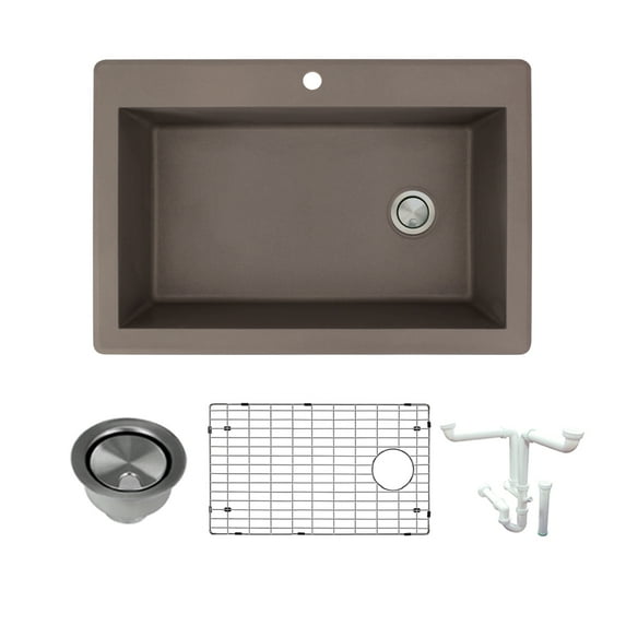 Transolid K-Rtss3322 Radius 33" Drop In Single Basin Granite Kitchen Sink - Brown