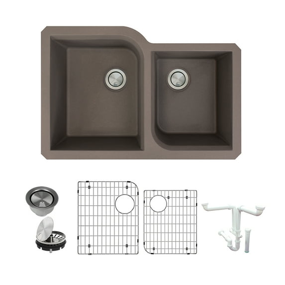 Transolid K-Rudo3120 Radius 31-3/4" Undermount Double Basin Granite Kitchen Sink - Brown