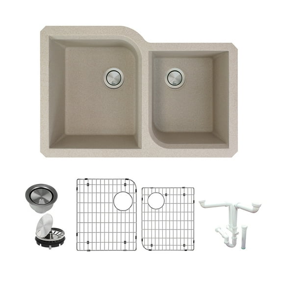 Transolid K-Rudo3120 Radius 31-3/4" Undermount Double Basin Granite Kitchen Sink - Cafe