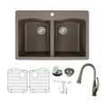 thumbnail image 1 of Transolid Kf-Atde3322 Aversa 33" Drop In Double Basin Granite Kitchen Sink - Brown, 1 of 7