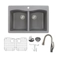thumbnail image 1 of Transolid Kf-Atde3322 Aversa 33" Drop In Double Basin Granite Kitchen Sink - Grey, 1 of 7