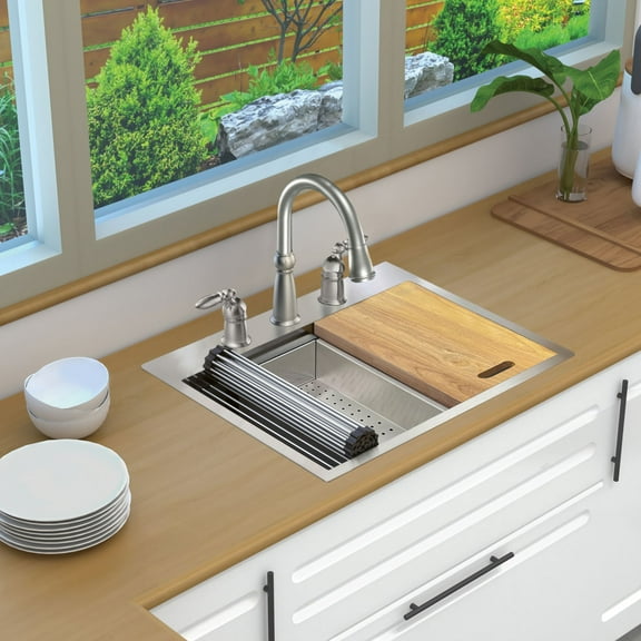 Transolid Kwsst272210-3 Kws 27" Drop In Single Basin Stainless Steel Kitchen Sink -