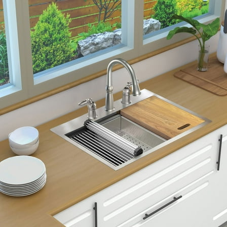 Transolid Kwsst302210-3 30" Drop In Single Basin Stainless Steel Kitchen Sink - Stainless
