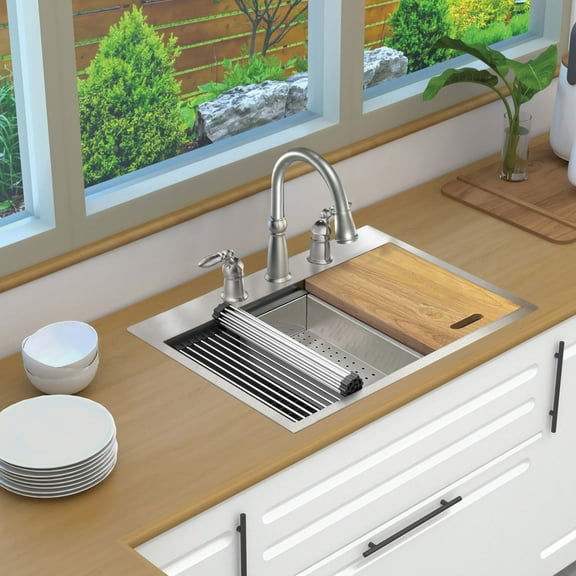 Transolid Kwsst302210-3 30" Drop In Single Basin Stainless Steel Kitchen Sink - Stainless