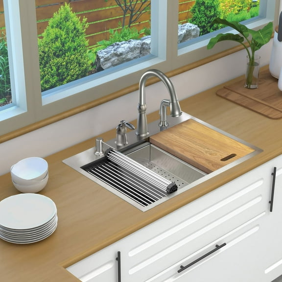 Transolid Kwsst302210-4 30" Drop In Single Basin Stainless Steel Kitchen Sink - Stainless