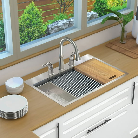 Transolid Kwsst332210-3 Kws 33" Drop In Single Basin Stainless Steel Kitchen Sink -