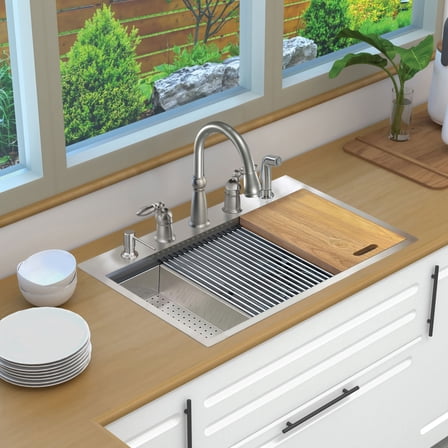 Transolid Kwsst332210-5 33" Drop In Single Basin Stainless Steel Kitchen Sink - Stainless