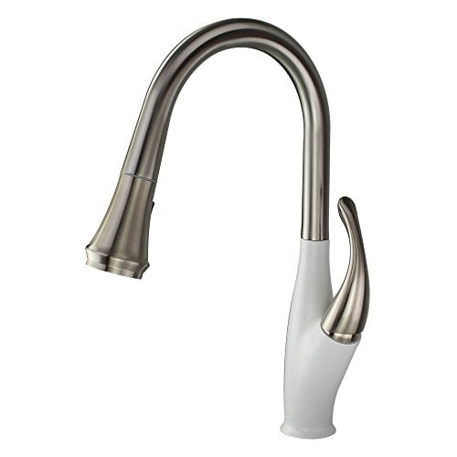 transolid t3590-ls/01 kitchen faucet, luxe stainless/white