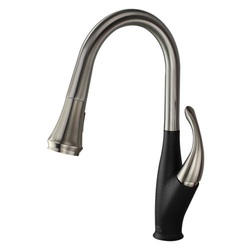transolid t3590-ls/09 kitchen faucet, luxe stainless/black