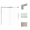 thumbnail image 1 of Transolid MBDT606008C-R-BS Madeline 60 in. W x 60 in. H Frameless Sliding Barn Shower Door with Fixed Panel in Brushed Stainless with Clear Glass and Riley Handles, 1 of 5
